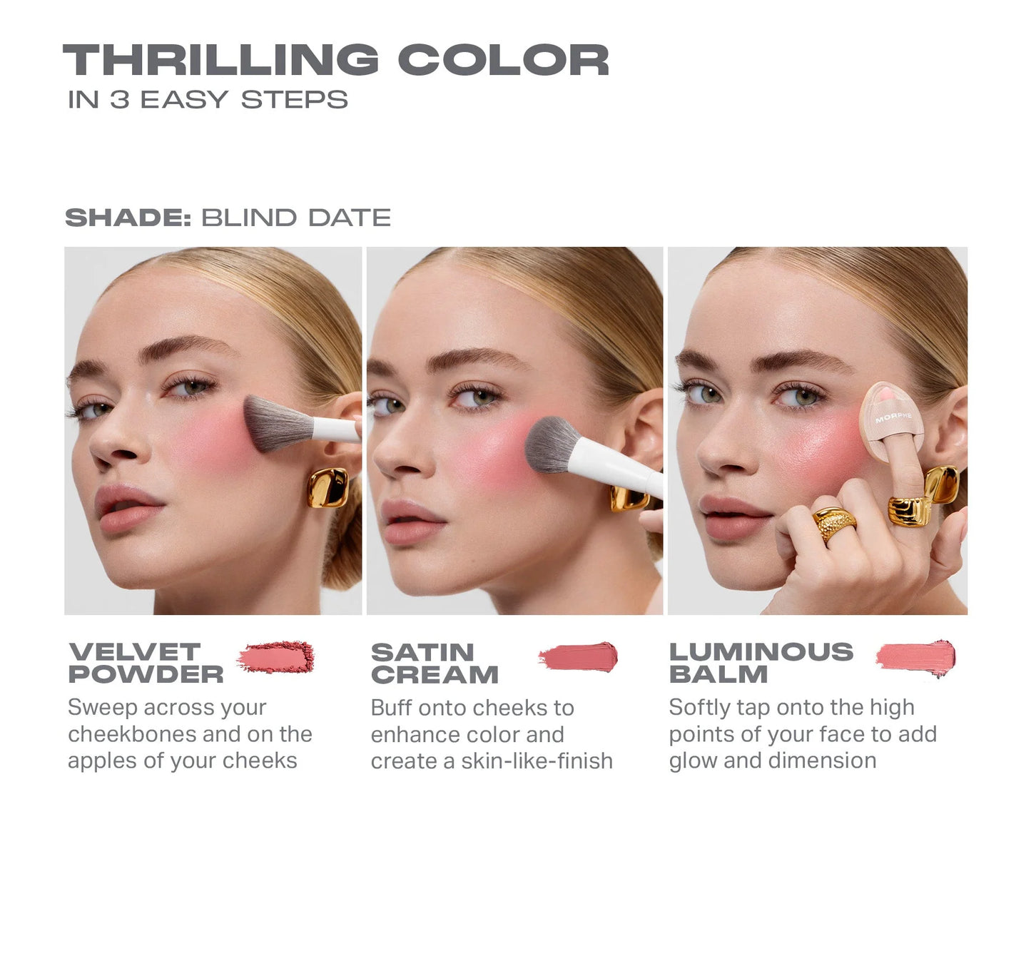 Cheek Thrills Multi-Finish Face Trio After Party / Morphe